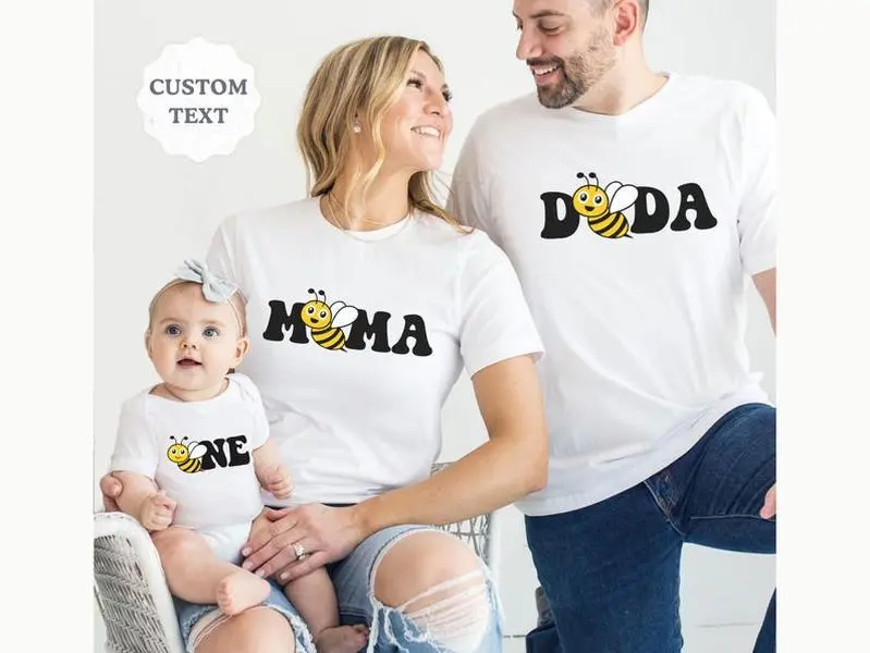 Bee First Birthday Matching Family Tshirts, 1st Bee Day Girl Tee, Queen Bee Outfit, First Bee Day Theme Birthday Party, Bee Mommy and Me Tee, Newborn Baby Products 2024, (Does not include both adult and children's shirts)