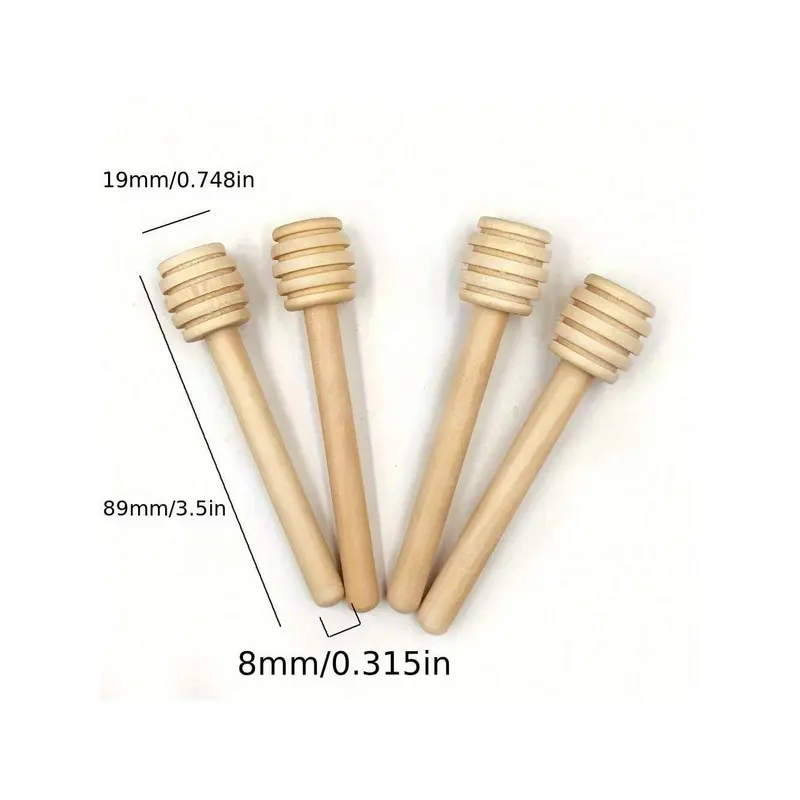 10pcs/20pcs/30pcs/40pcs/50pcs 3.5 Inch Wooden Honey Dipper Sticks, Mini Honey Dippers For Honey Jar, Glue Applicator, Drizzle Honey, Wedding & Party Favors 4