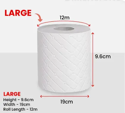 36 / 72 / 108 / 144 -Pack PPC Large 2-Ply 12m Bathroom Luxury Quilted Toilet Rolls - Loo Roll Wipes 6
