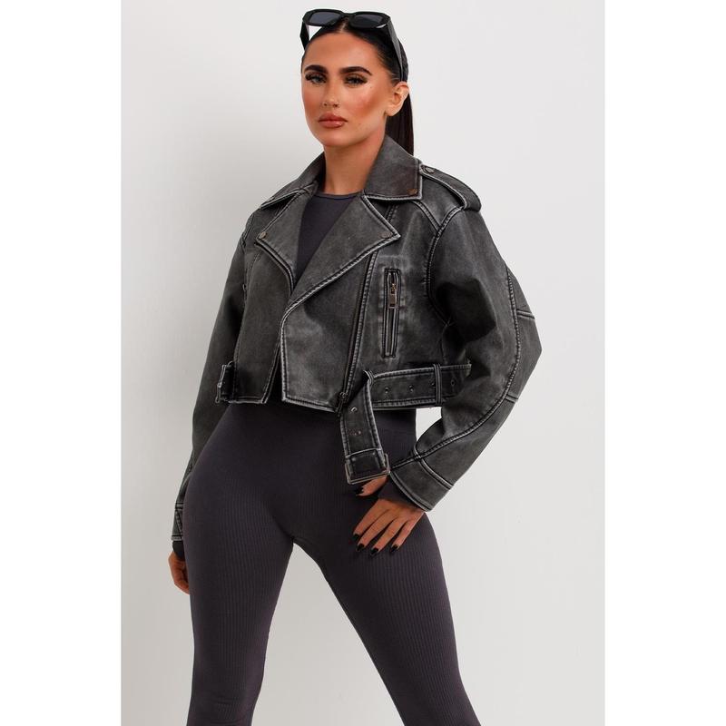 Faux Leather Jacket Grey 5