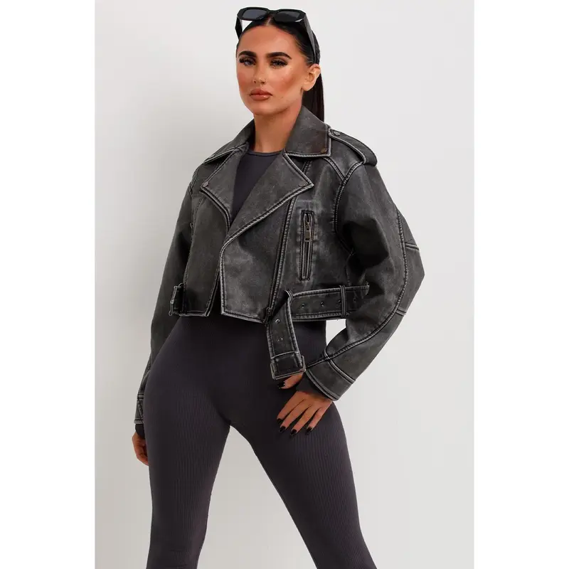 Faux Leather Jacket Grey 5