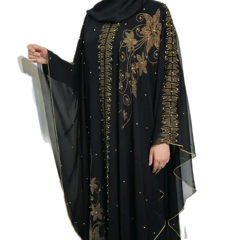 Royal Abaya - Cape Style - Black & Gold - 3 Piece Set 0