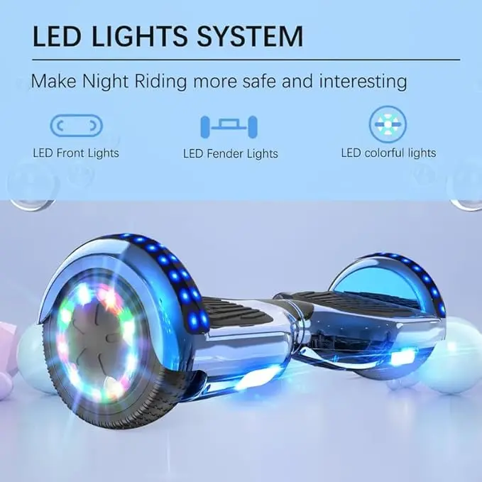 Hoverboards for Kids and Adults 6.5 inch, Hoverboards with Bluetooth - Speaker - Colorful LED Lights, Hover Board Gift for Kids and Teenager 2