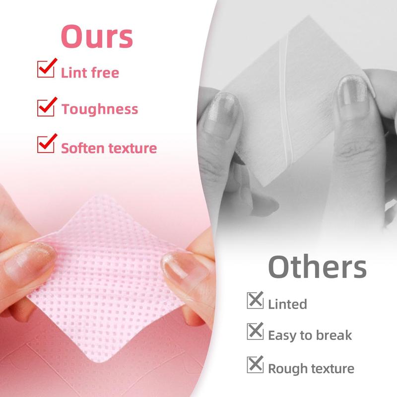 Lint Free Wipes for Nails, 600PCS Nail Wipes Pads, Nail Polish Remover Pads, Nail Varnish Remover Pads, Absorbent Remover Wipes Meltblown, Nail Art Tool Cleaning for nails, Pink Manicure Nail Care Cleanser Cleansing 4