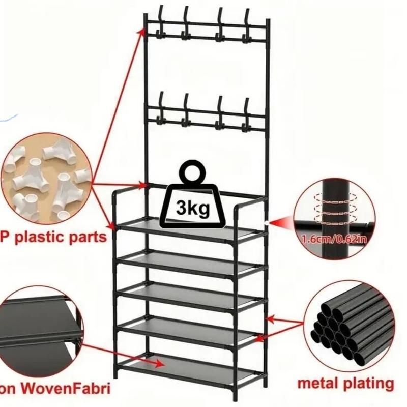 Large Capacity Free Standing Shoe Stand Organizer for Home Entryway, Hallway, and Bedroom Storage - Multi-layer Coat & Shoe Rack 1