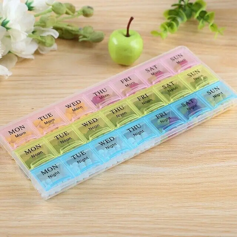 21 Slot Pill Storage Box 7 Days Medicine Weekly Tablet Holder Storage Organizer