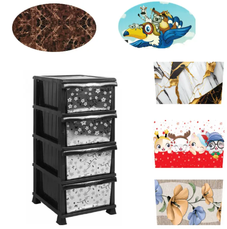 4 Tier Plastic Drawers Storage Unit Kids Bedroom Chest Tall Drawer Organiser
