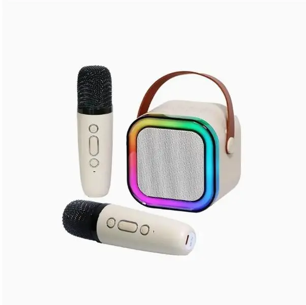 Wireless Karaoke Bluetooth Speaker with 2 Microphones - White Color - Ideal for Parties and Gifts. very Affordable.