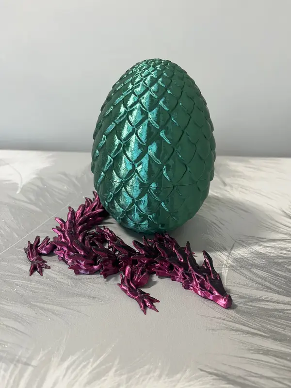 3D Printed Dragon Egg with Baby Dragon Toy - Collectible Fantasy Sci-Fi Toy 1
