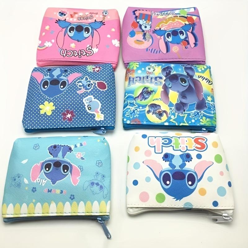 Product Introduction of Stitch Themed Wallet - Colorful Cartoon Print Mini Coin Purse with Zipper, PU Material, Portable Card Holder Keychain Accessory 0