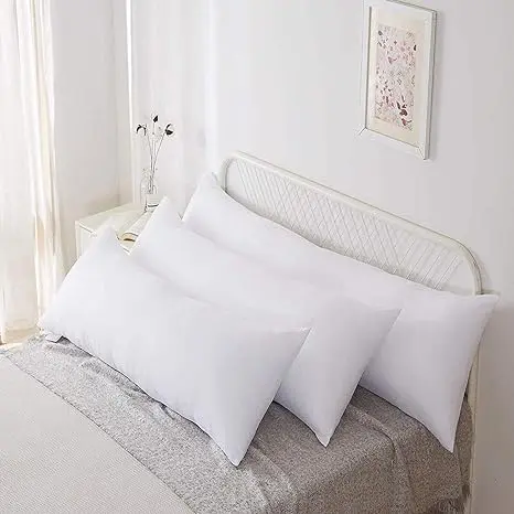 Grace Home Double 4ft 6” Bolster Pillow - Hypo-allergenic Cotton Blend Bolster Pillow Full Body Orthopedic Long Pillow for Side Sleeper, Back, Neck, Maternity Support Pregnancy Pillow Comfortable Breathable Multipack 6