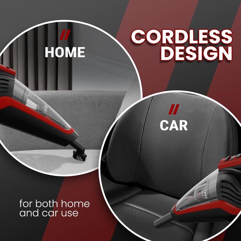 VacLife Handheld Vacuum Cleaner for Indoor use, Cars & Pet Hairs - Handheld Cordless Rechargeable Vacuum Cleaner,  Reusable Filter & LED Light, Powerful Vacuum Cleaner with Motorized Brush, Color Red handheld hoover 4