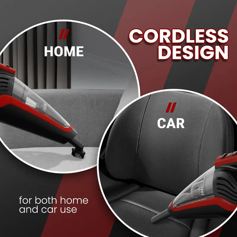 VacLife Handheld Vacuum Cleaner for Indoor use, Cars & Pet Hairs - Handheld Cordless Rechargeable Vacuum Cleaner,  Reusable Filter & LED Light, Powerful Vacuum Cleaner with Motorized Brush, Color Red handheld hoover 3