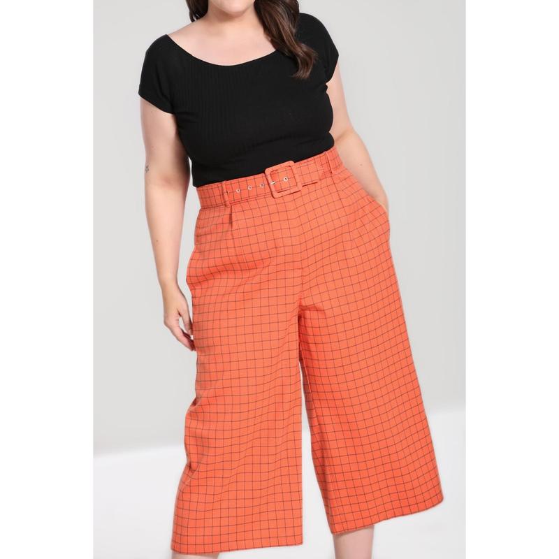 Zora Trousers - Check Pattern, Orange and Black - Perfect for Autumn and Winter Basic Fabric 8