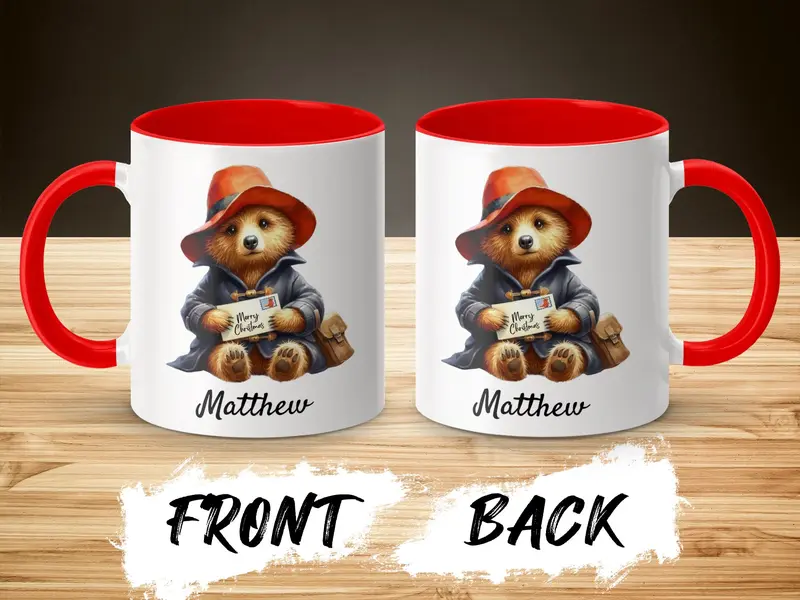 Bear Mug, Personalised 11oz Ceramic Mug, Christmas Gift, Children's Stocking Filler Drinkware Drinkware Reusable Cup Drink obsession festive  mugs 2