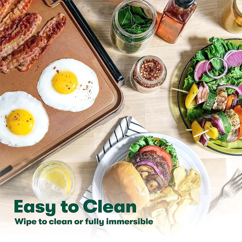 BELLA XL Electric Ceramic Titanium Griddle - Large Cooking Surface, Non-Stick Coating, Hassle-Free Clean Up, Copper/Black 5