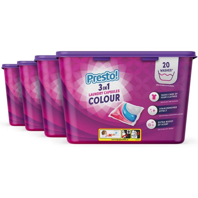 Product Introduction of Presto! Colour Laundry Capsules 3-in-1, Fresh Scent, 80 Count 1