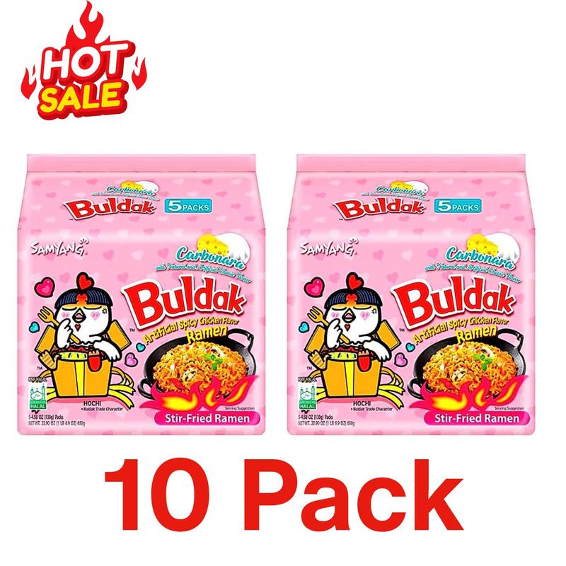Halal Samyang Buldak Hot Chicken Carbonara Noodles (10 PCS) | Spicy Instant Buldak Ramen | Fire Noodles Buldak Bokkeum | Pansit Food | Halal-Certified Samyang Ramen for Quick & Easy Meals 0