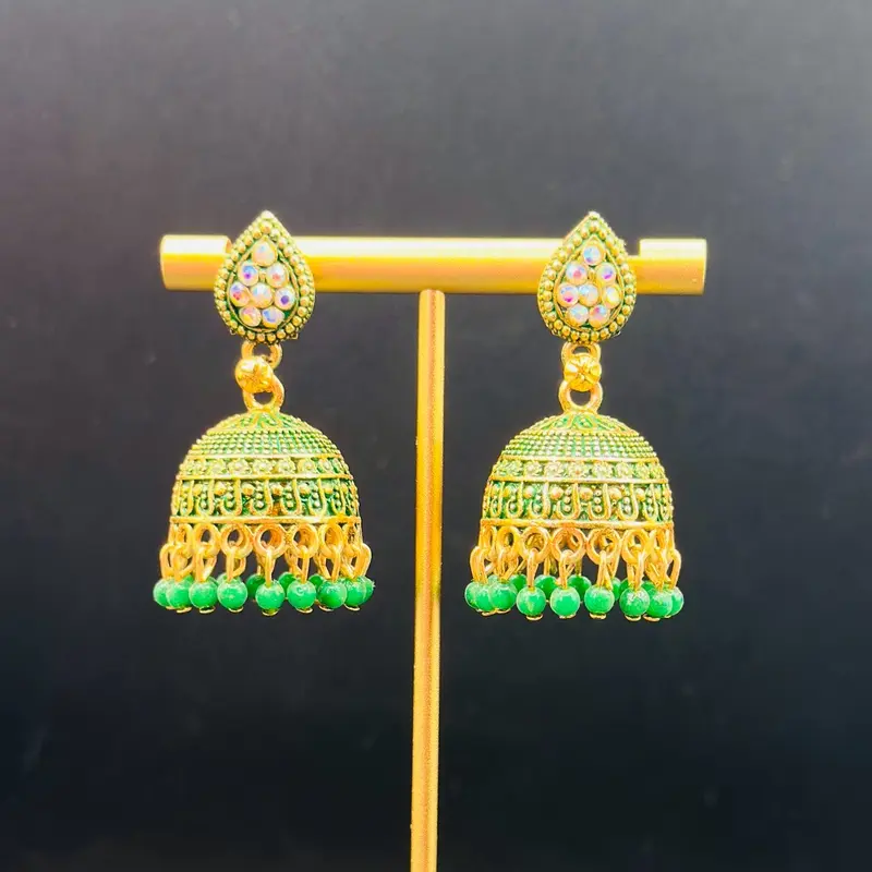 Tear Drop Shaped Dome Jhumka Earrings 4