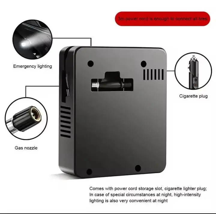 96W Car Electric Air Pump Mini Tire Inflator 12V 100PSI 35L/Min Portable Air Compressor For Car Motorcycles Bicycle Ball