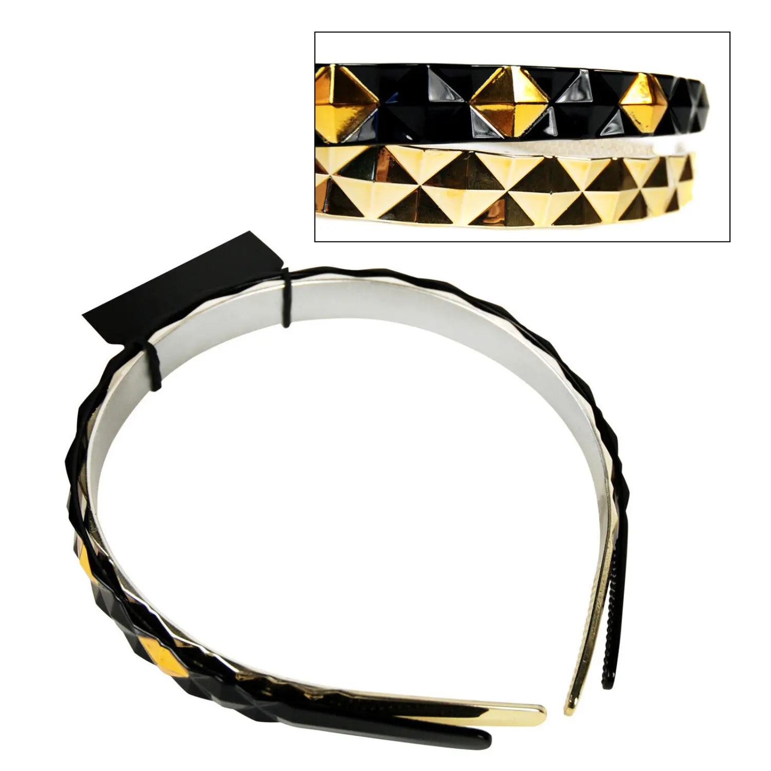 Alice Bands 2 Pack - Black & Gold Hair bands - Girls Headband George Asda