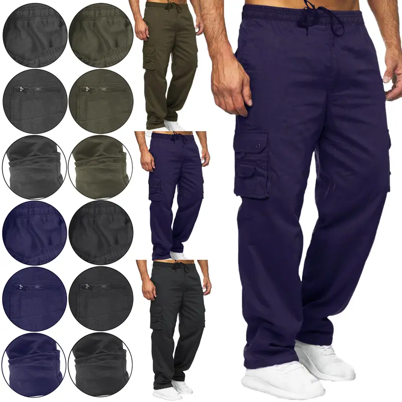 Mens Thermal Fleece Lined Elasticated Cargo Combat Work Walking Trousers Pants Fabric Menswear 0