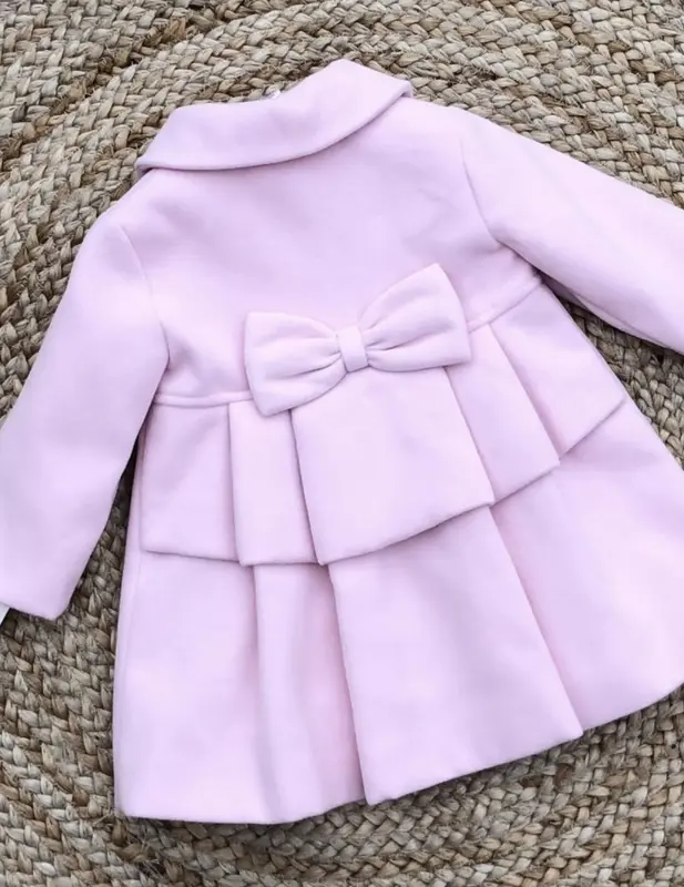 BABY GIRLS PETTICOAT DUFFLE COAT KNEE LENGTH PINK CREAM 4