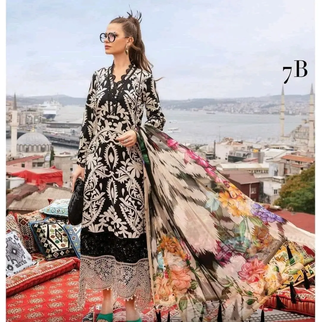 Maria B. inspired 3pc Silk dress..