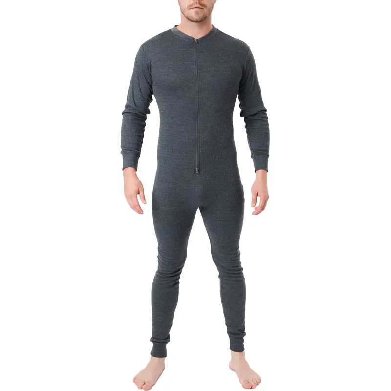 Mens Adults Thermal Underwear Onesie Thermal All In One Overall Body Suit Long Cotton Menswear 2