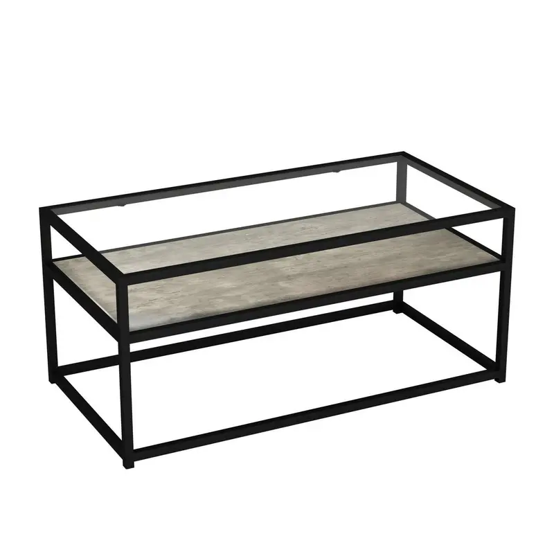 2-Tier Reversible Coffee Table - White Stone/Concrete 0