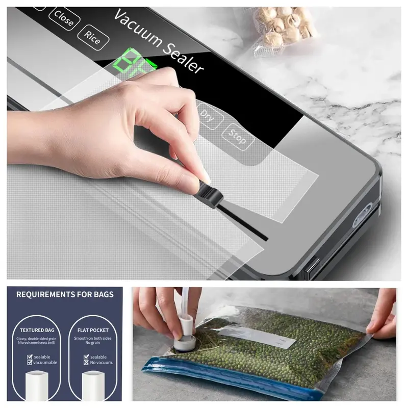 Electric Vacuum Sealer Food Storage Sealing Machine with Built-in Cutter & UV Sterilization 2