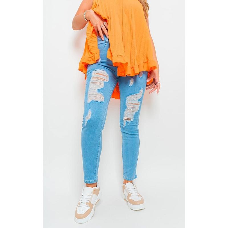 Distressed High Waisted Jeans Casual Comfort Denim Fashion Fit Womenswear Bottom Chic Comfortable Everyday 3