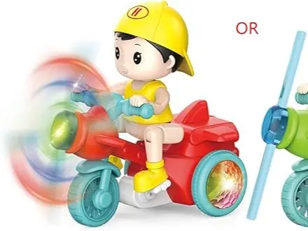 Tricycle Electric 360° Rotation Cartoon Toy Car Music LED Lighting Kids Toy Boy Girl Christmas Gift Electric Tricycle Toy Electric Tricycle Electric Stunt Tricycle 360 Rotation Toy 6