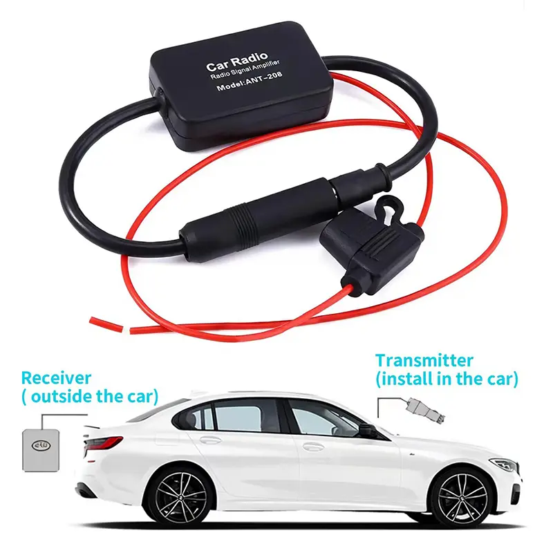 Car FM Signal Amplifier Car Radio Signal Booster Din Aerial Antenna 2