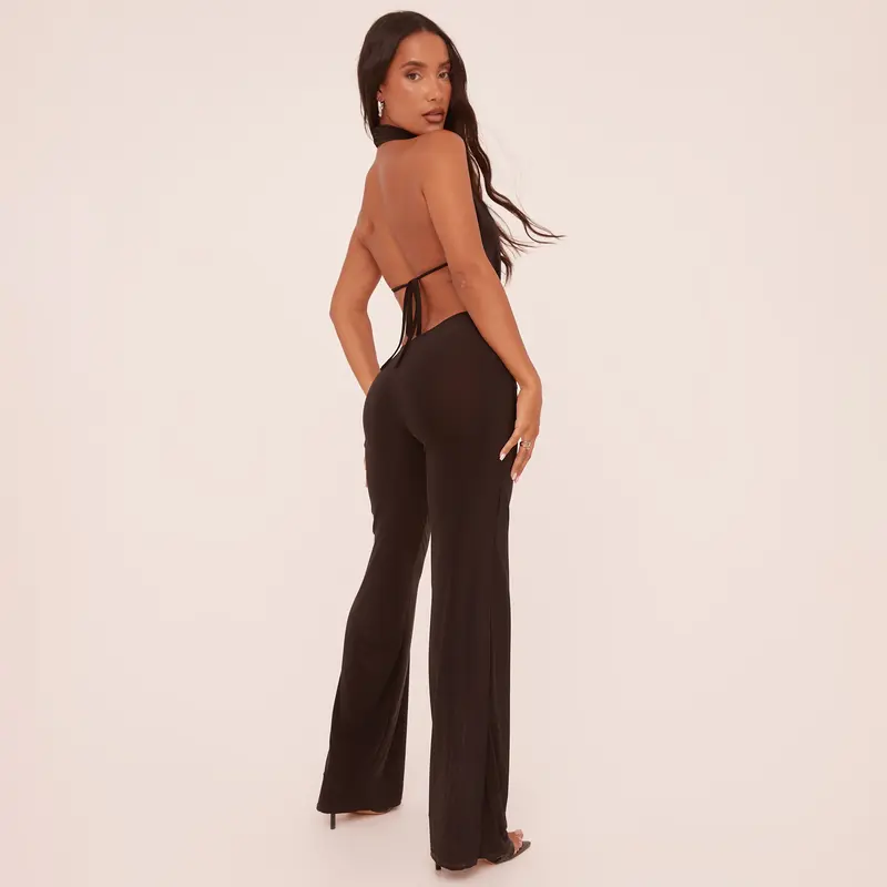 Plunge Knot Detail Flared Leg Jumpsuit 4