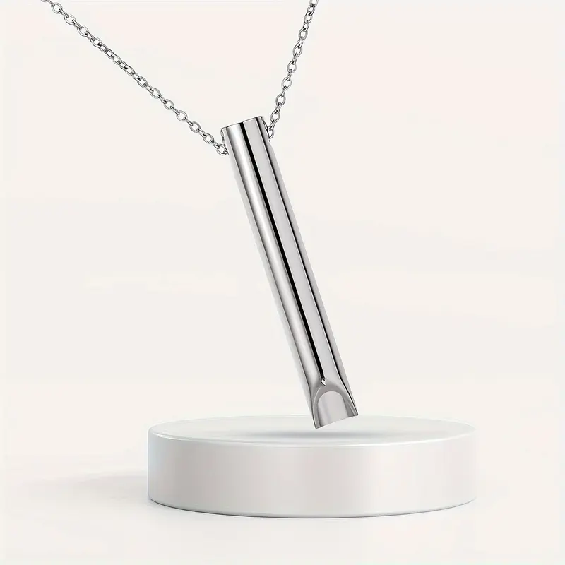 Stainless Steel Anxiety ReleaseNecklace,MindfulnessBreathing,Stress ReliefNecklace,Breathing Charm Necklacefor Stress & Anxiety Relief - QuitSmoking Vaping Oxygen,BreathlaceNecklace For Vape or SmokeAddiction, Gifts for Men,Women,RaveAccessories necklces 3