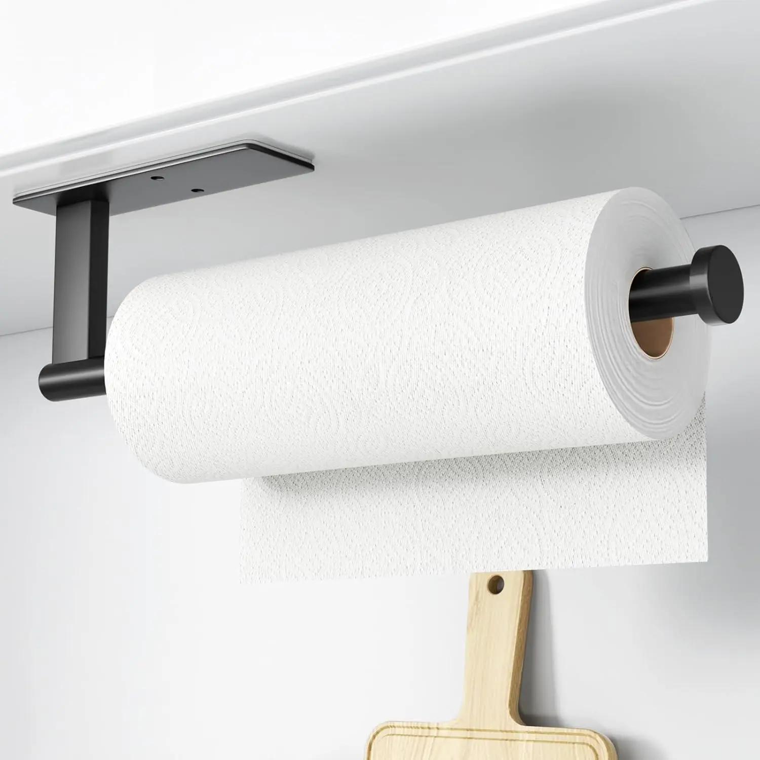 Paper Towel Holder Under Cabinet - Self-Adhesive or Drilling, Kitchen Roll Holder Wall Mounted, Towel Rack for Kitchen Organization and Storage, Stainless Steel Kitchen Paper Roll Holder
