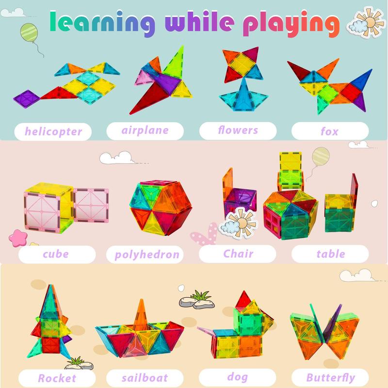 Magnetic Tiles Toys Ages 3-8 Boys Girls Gift Kids Magnetic Building Blocks Set Toys for Toddlers Creativity Gifts Toys for 3 4 5 6 7 8+ Year Old Girls Boys Christmas Birthday-34pcs 5