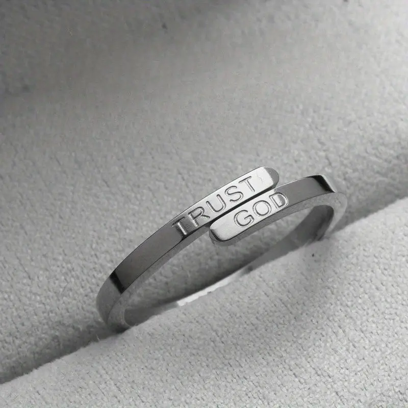 "Trust God" Engraved Adjustable Ring – Bold Faith, Timeless Style