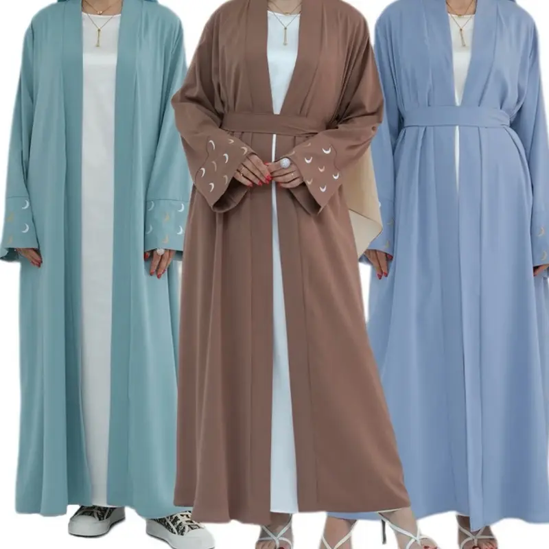 Moon Embroidery open Kamino abaya/ Open kamino Abaya muslimah style islamic wear lover 1