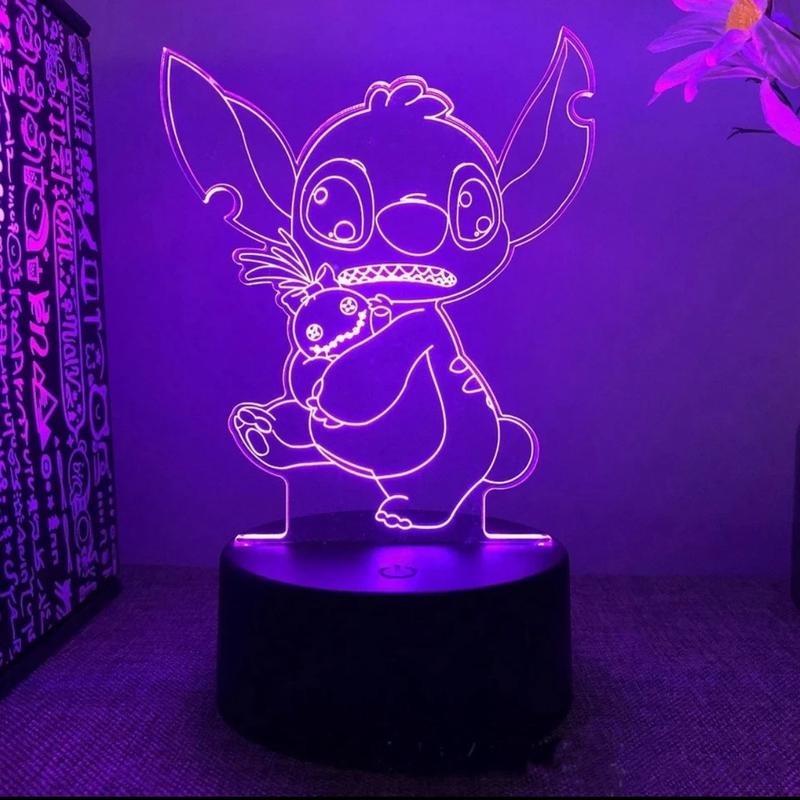 【2025】Stitch - 3D LED Light Children LED Night Light USB LED Table Lamp for Bedroom Decoration Chirstmas Gift - 29 Different Designs - With & Without Remote - Emitting 7 & 16 Different Colours 1