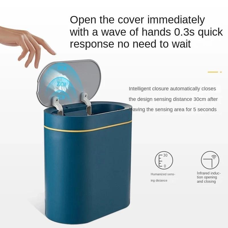 Product Introduction of 7L Trash Can Smart Sensor Trash Can Automatic Household Electronic Kitchen Trash Bin Toilet Waterproof Narrow Seam Sensor Bin 39