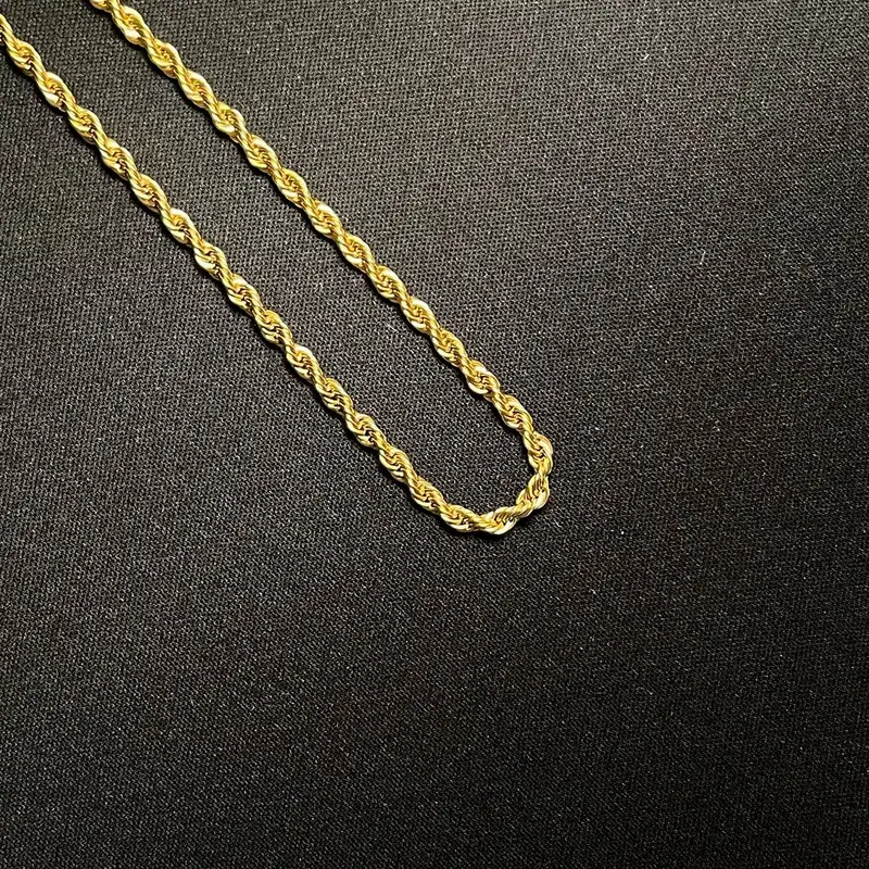 Classic Gold Rope Chain Necklace, 18”-24”, 45cm-60cm Length, 3mm Thickness, Stainless Steel 18 Inch, Boys Layering Chains 3