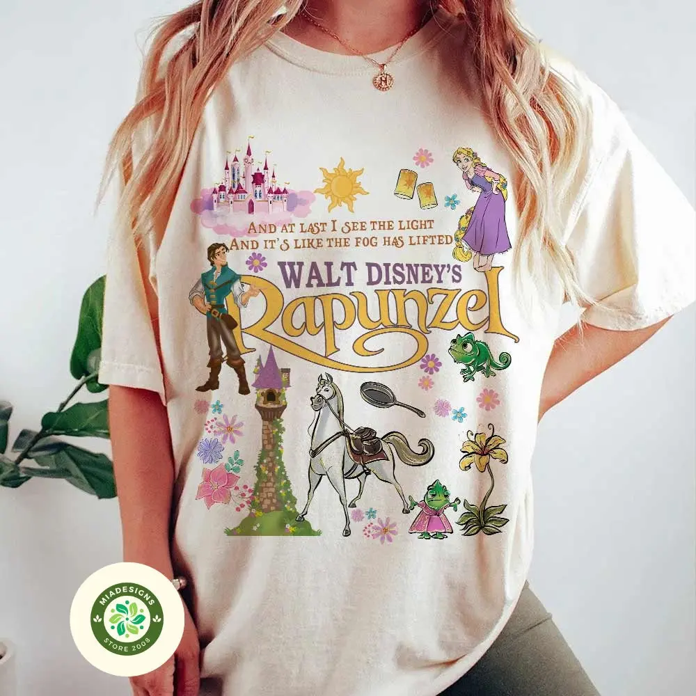 Vintage Rapunzel Tangled Shirt, Floral Rapunzel Shirt, WDW Dney Princess Shirt, Dneyworld Shirt, Tangled Lanterns Shirt, Pascal Shirt women's  shirts
