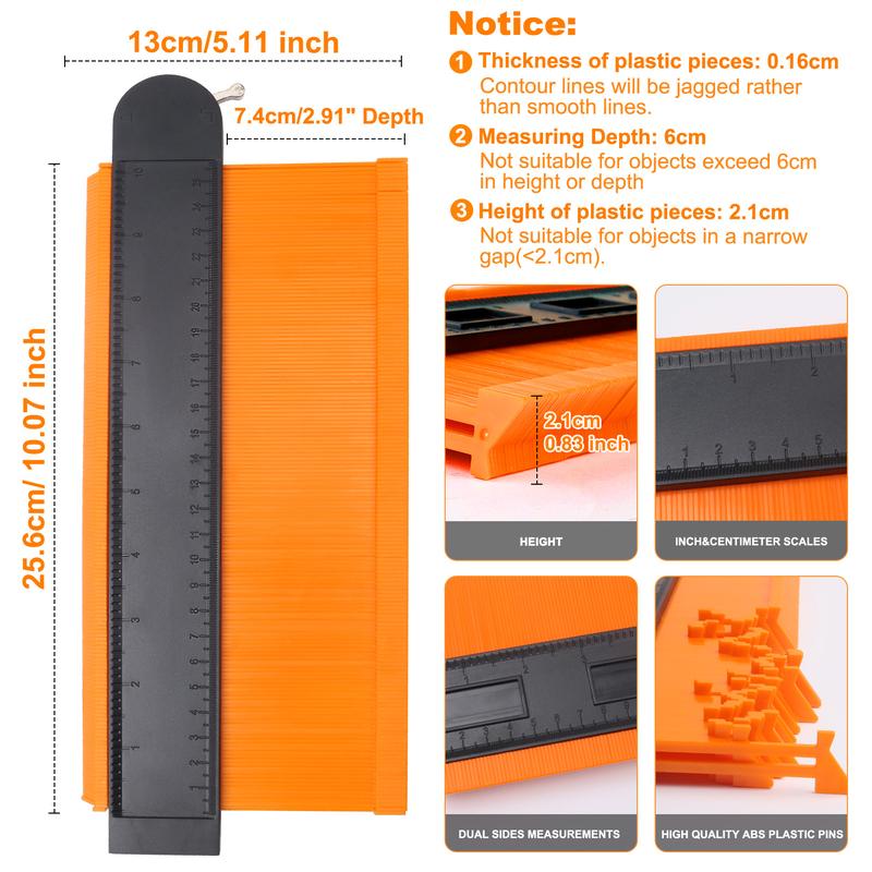 Contour Gauge Profile Tool with Lock 10 Inch/25cm, Profile Gauge Tool Contour Gauge Duplicator Marking Gauge Woodworking Tools Laminate Flooring Tools Thoughtful Gifts for Men 2