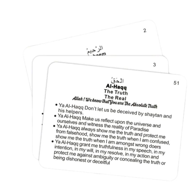 Dua Cards using 99 Allah Names- Glossy Finish, English/Arabic Text, Daily Office Supplies for focused and Effective Prayer 2