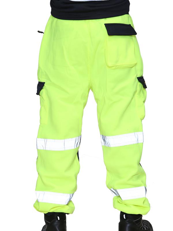 Men's Hi Vis Viz Tracksuit Pullover Hoodie & Jogging Bottom Trouser - High Visibility Safety Security Work Wear Sweatsuit Set 5