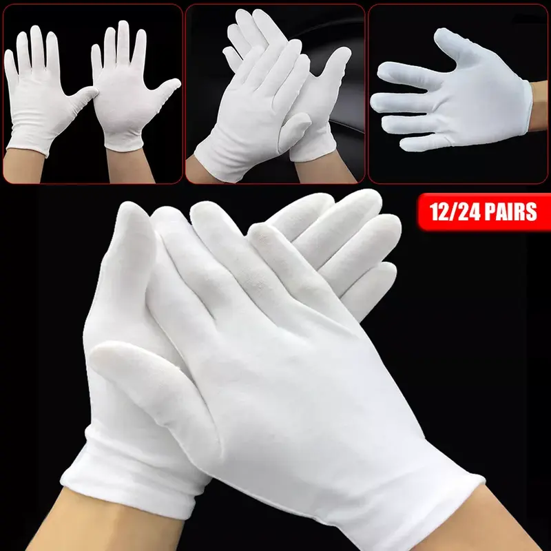 6 Pairs 100% Cotton White Gloves – Moisturizing, Dermatological, Eczema Relief 7