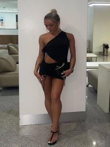 Asymmetric Crop Top & Mini Skirt Set - Lacey