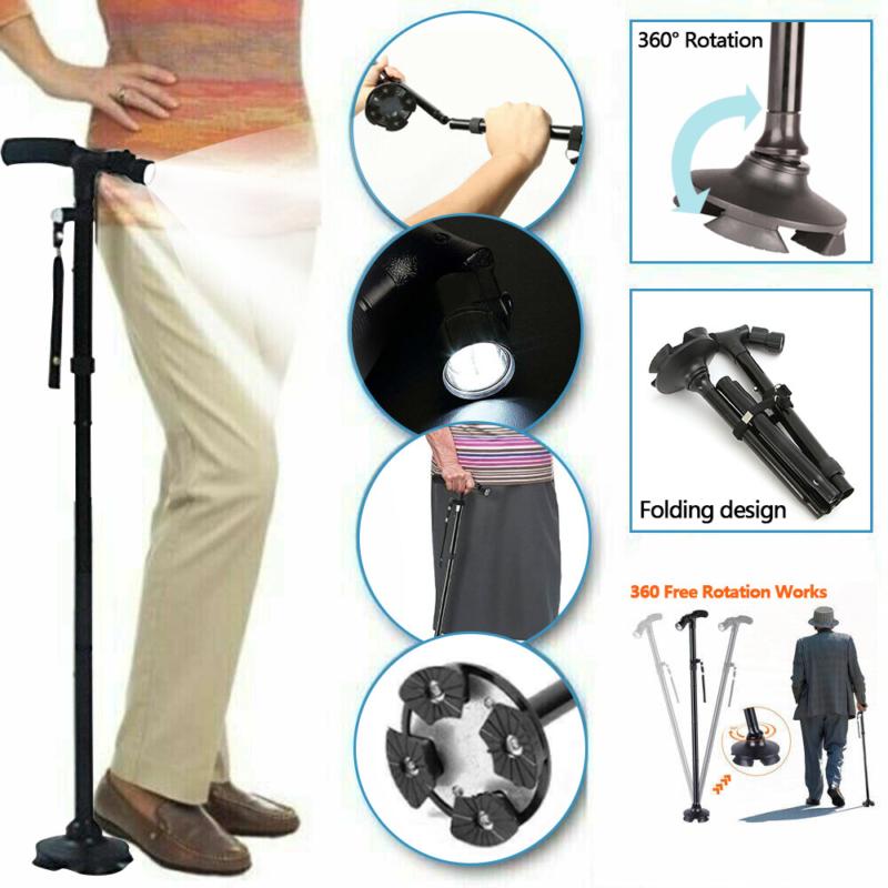 Retractable Adjustable Walking Cane Stick Lightweight Folding Hiking Travel Cane 3